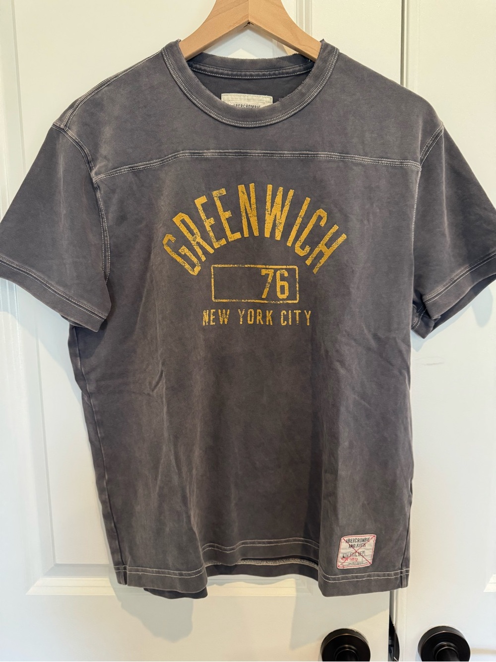 Abercrombie & Fitch Washed Charcoal Short-Sleeve Tee with Yellow Graphic
